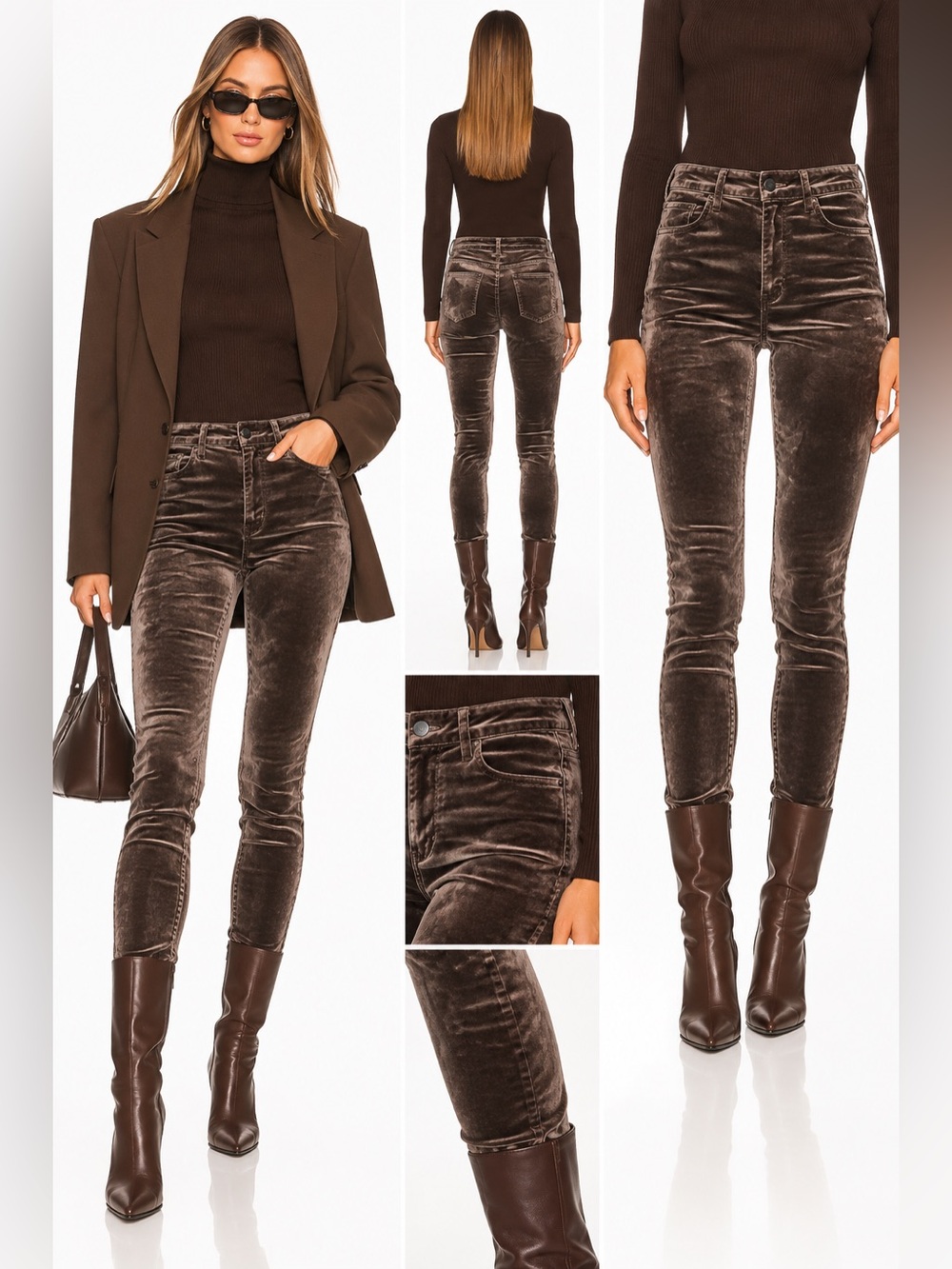 PAIGE Hoxton Ultra Skinny Velvet Pants Brown Taupe Size 29 High Rise